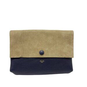 CELINE All Soft Beige Navy Red Suede Leather - Shoulder Bag 555-073025